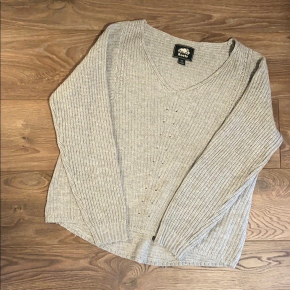 Roots Knit Scoop V Neck Sweater Grey - Picture 8 of 9